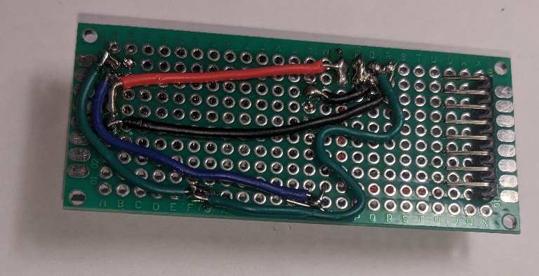 I2C connections on pin connector side of PCB.